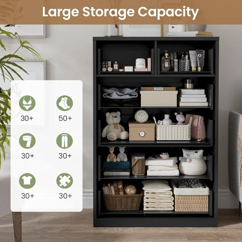 Tall 6 Drawer Dresser, Black Modern Chest of Drawers for Bedroom,Closet Dressers with Drawers for Living Room, Entryway, Hallway