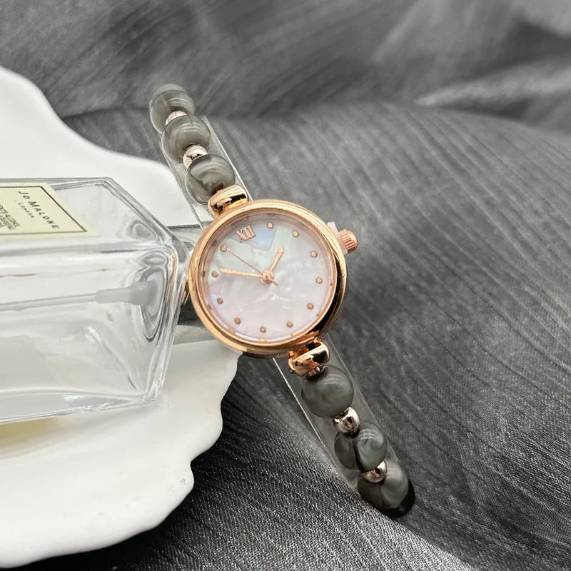 Luxury Adjustable Pearl Bracelet Quartz Watch for Women High-End Light Luxury Niche Market Elegant Timepiece can be customized