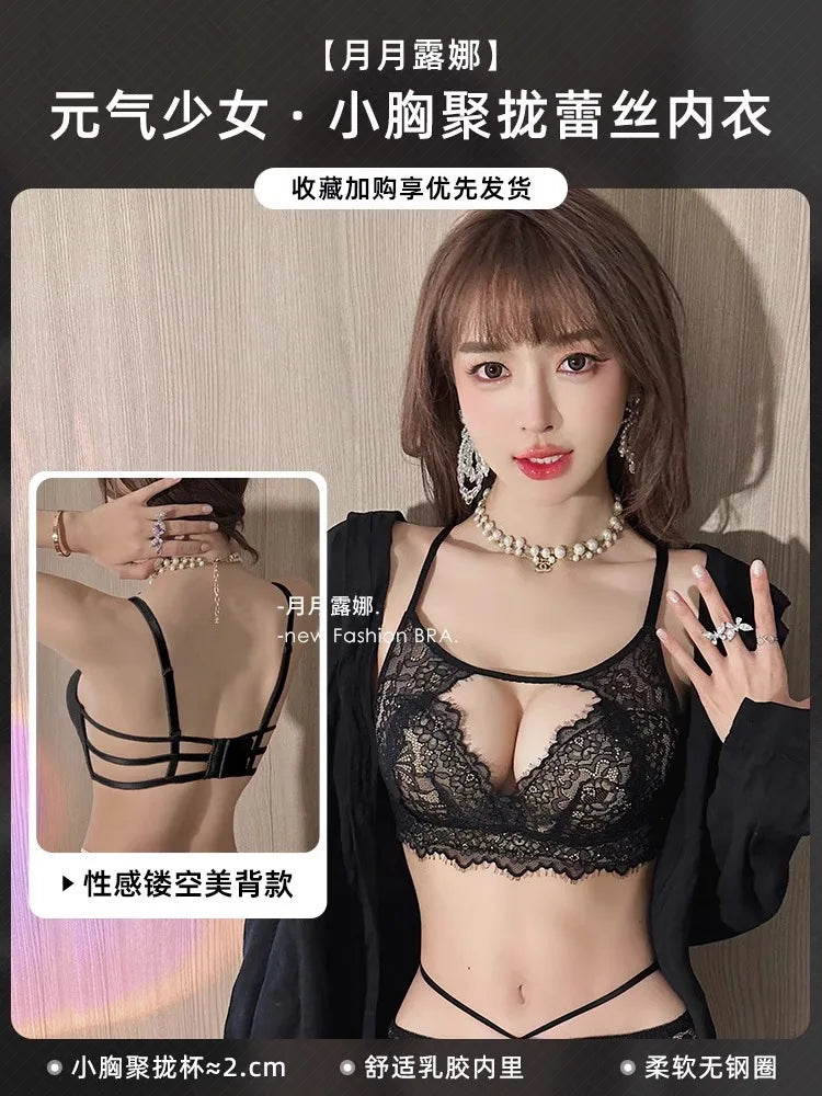 French Sexy Lace Lingerie, Women's Anti-sagging and Beautiful Back Bra Without Underwire  Bra for Women