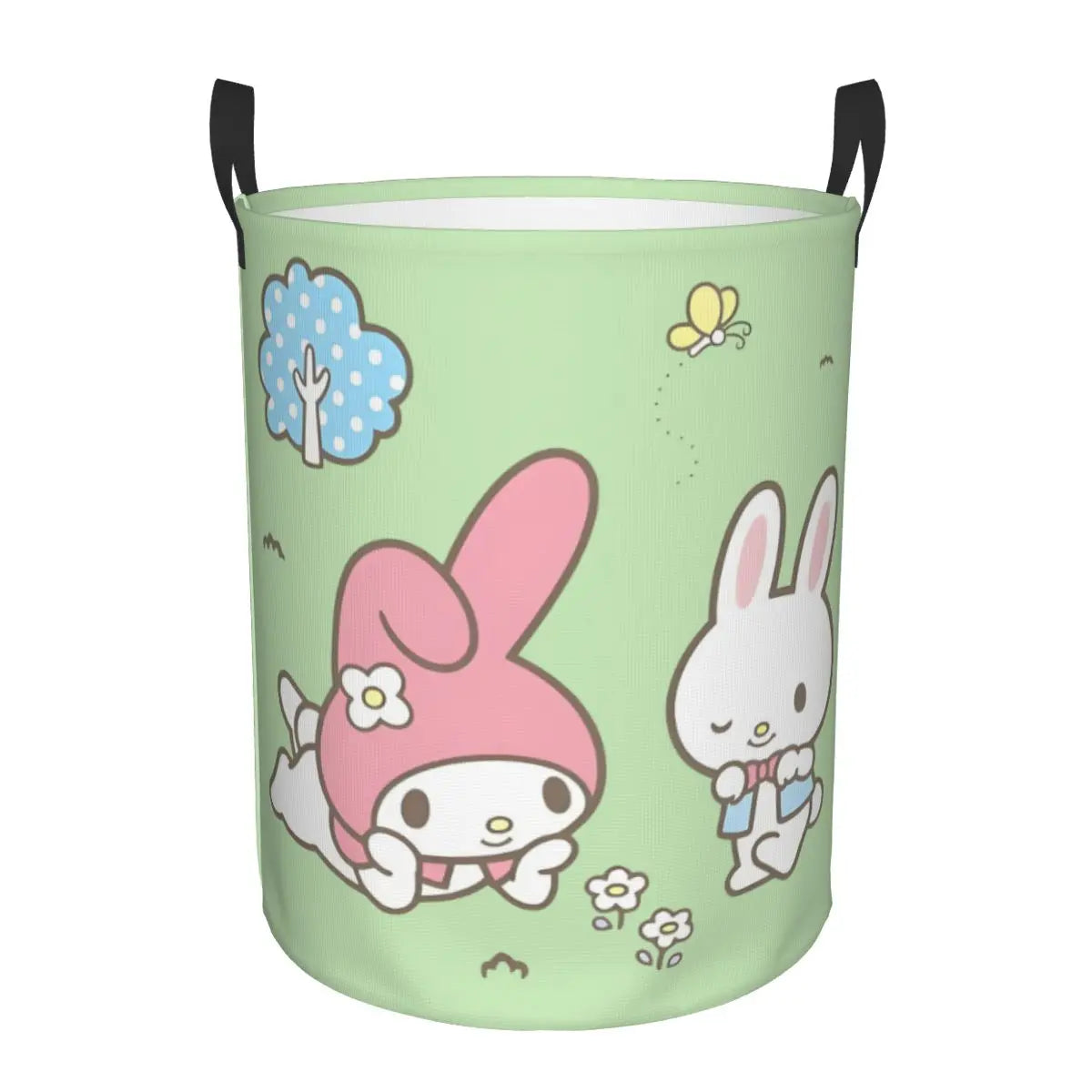 Custom Melody Laundry Basket Collapsible Pink Rabbit Clothes Hamper for Baby Kids Toys Storage Bin
