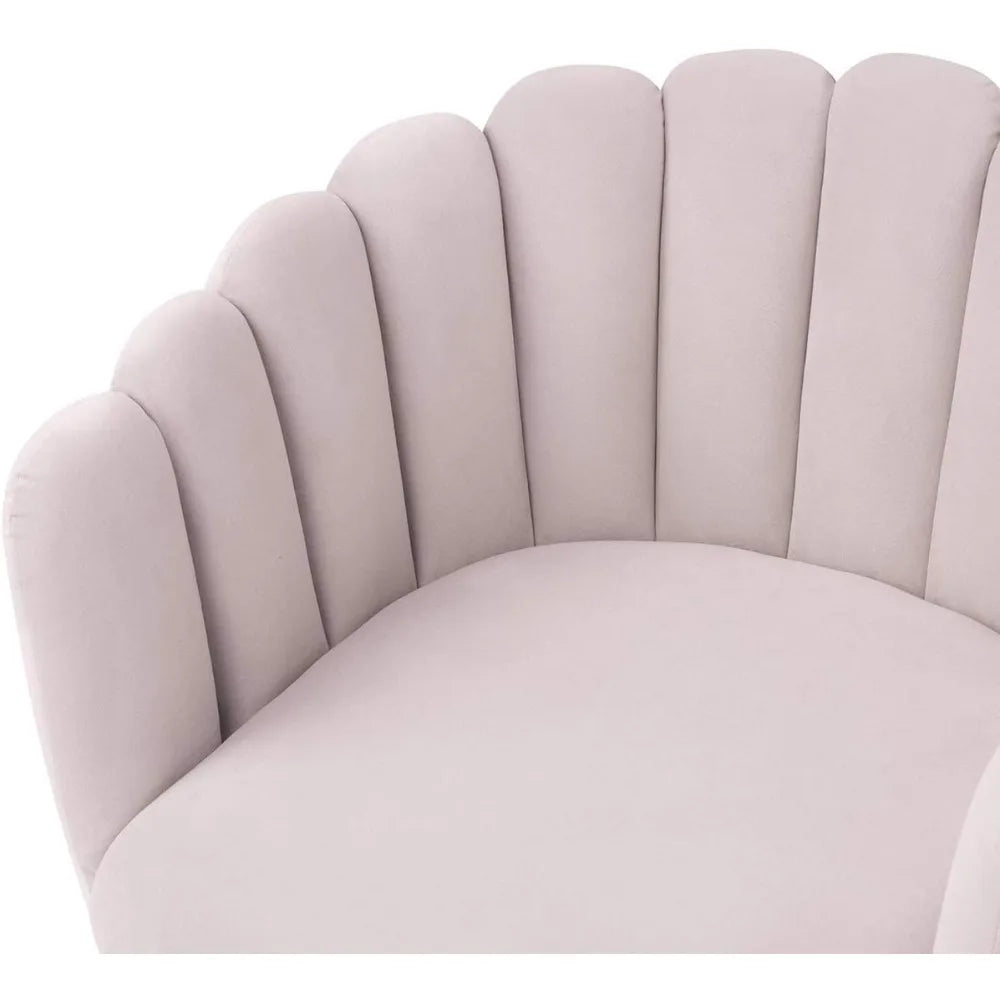 Dolores Modern Blush Velvet Accent Chair - Feather-Filled Seat with Brushed Gold Legs, Easy-Clean Upholstered Side Chair