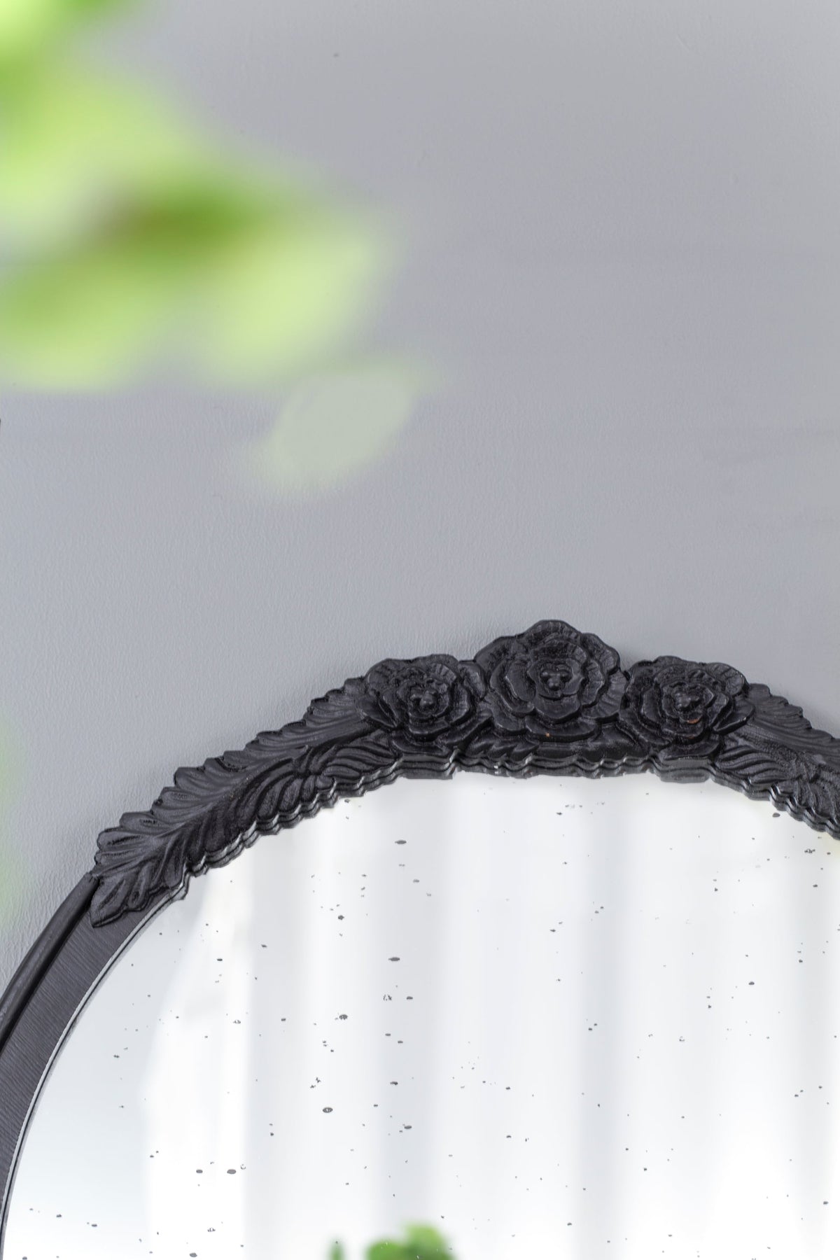 Hand-Carved Rose Arched Wall Mirror, Available in 2 Colors