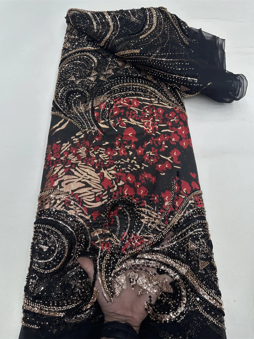 Luxury French Mesh Beaded Lace Fabric 2025 High Quality African Sequins Groom Lace Fabrics For Nigerian Wedding Dress Women