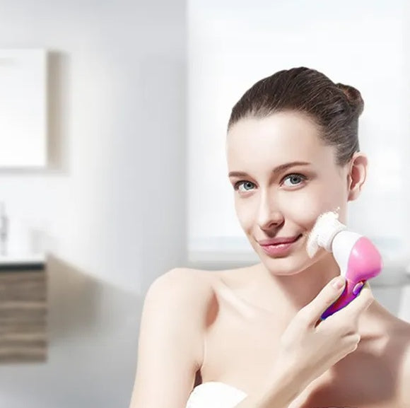 Facial Cleansing Brush Waterproof Face Spin Cleaning Brush With 5