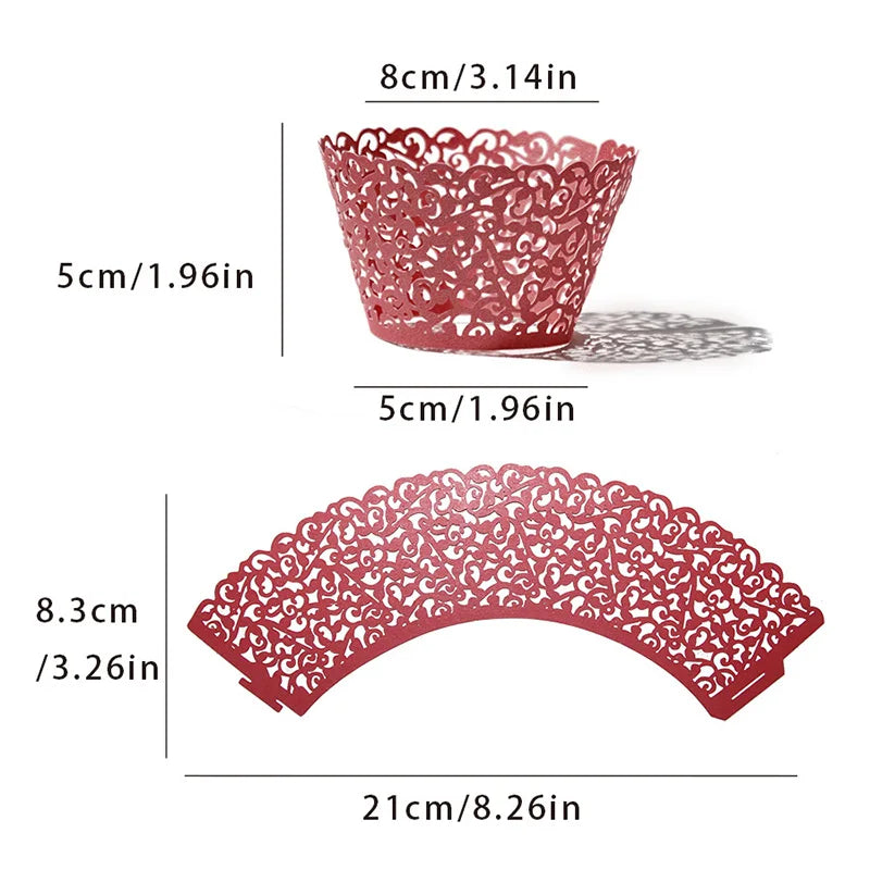 50pcs Lace Cupcake Wrapper Hollow Muffin Cupcake Paper Cups For Baby Shower Wedding Birthday Party Baking Fondant Dessert Decor