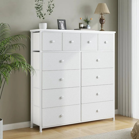 Dresser for Bedroom Tall Dressers for Bedroom Fabric Dressers & Chest of Drawers with Sturdy Metal Frame, Wood Top