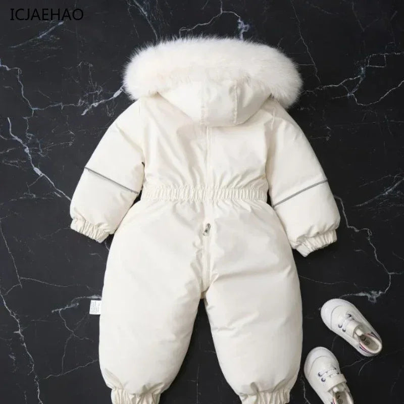 2025 Newborn Romper Thickened Warm Jumpsuit Winter Hooded Trend Toddler Baby Clothes Boy Girl Solid Color Fashion Coat Winter