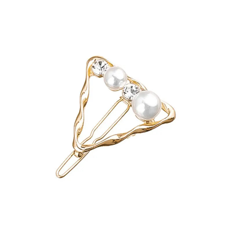 Fashion Pearl Hairpin Geometric Crystal Heart Triangle Hair Clip Women Hair Clips Barrettes Hair Styling Accessories