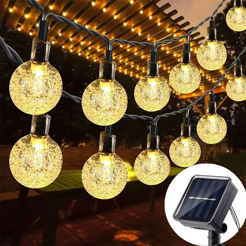 Holiday Solar Bubble String Lights 8 Lighting Modes Garden Street Tree Yard Party Christmas Outdoor Camping Parterre Decoration