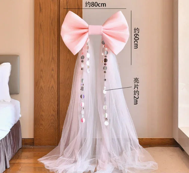 Giant Red Velvet Bow For Wedding Backdrops Engagement Wall Decoration, Hall Shop Window Display, Party Photography Props