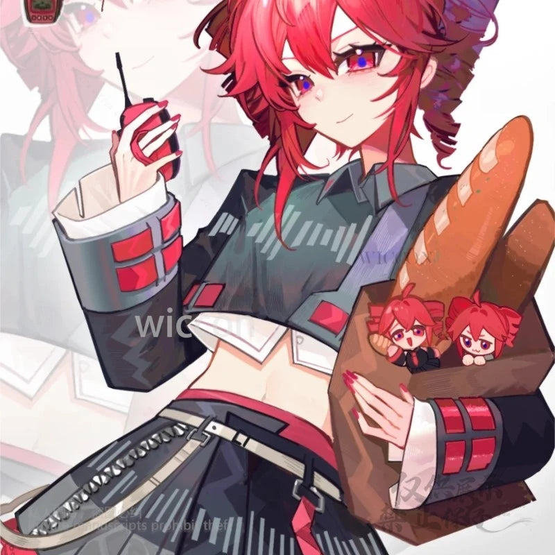 Anime UTAU Teto Voicebank Cosplay Costume Game AI Character Outfit Halloween Party Uniform Red Hair Twin Drills  Style