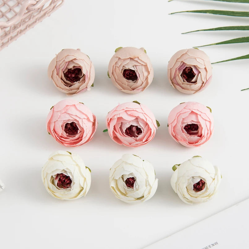 50/100PCS Artificial Flowers Silk Tea Roses Bud Diy Gifts Candy Box Christmas Decorations for Home Garden Wedding Accessories