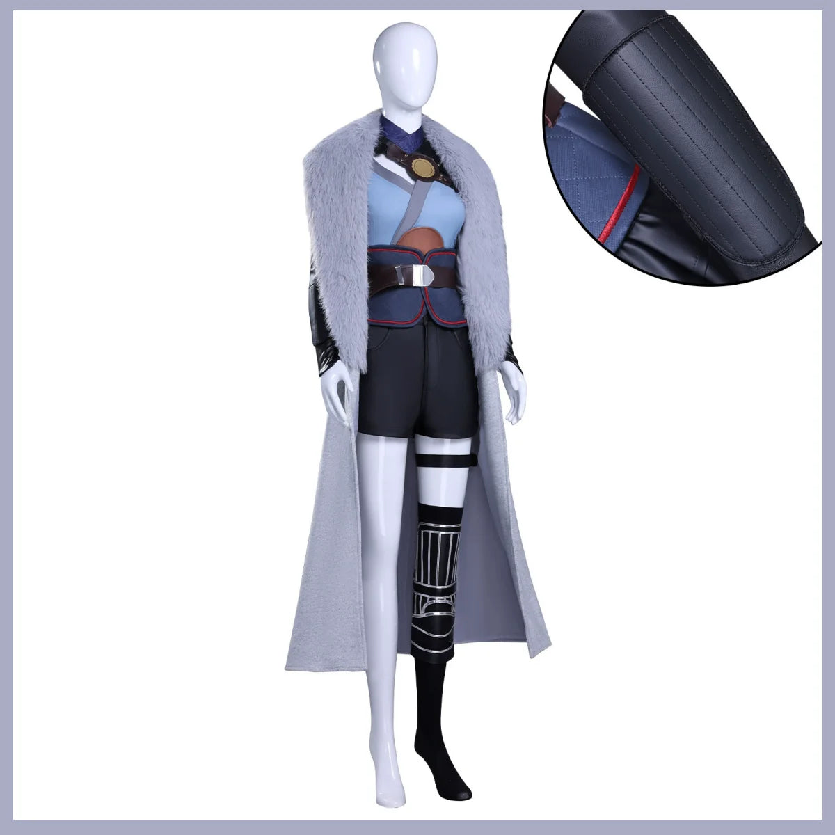 Game Incarnation Bai Yuekui Cosplay Costume Ling Cage 2 Fur Collar Cloak Coat Shorts Uniform Wig Woman Carnival Christmas Suit