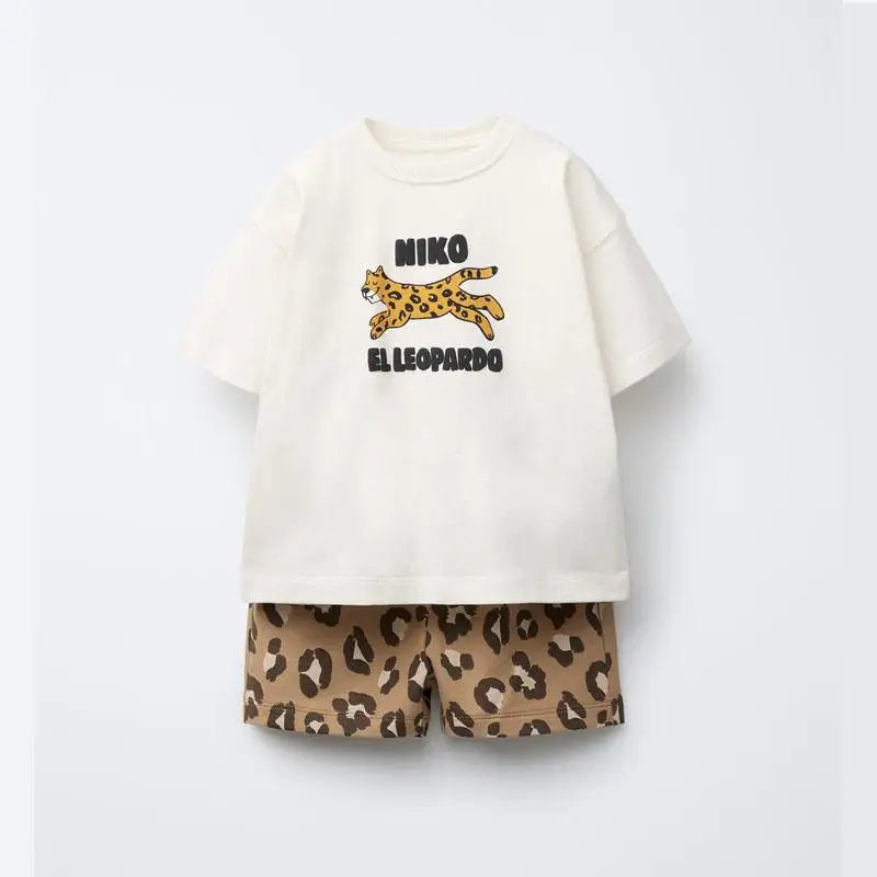 Summer Children's Clothes Cartoon Printed T-shirt Shorts Suit Baby Boys Short Sleeve Set Boutique Fashion Kids Casual Tracksuits