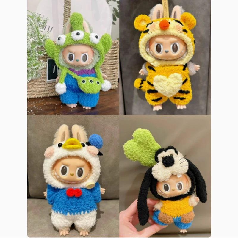 Disney Labubu Only clothes Baby Dressed For Archangel Zimomo Goof Bruto Donald Duck Clothes Vinyl Suit Sitting Doll Clothes Gift