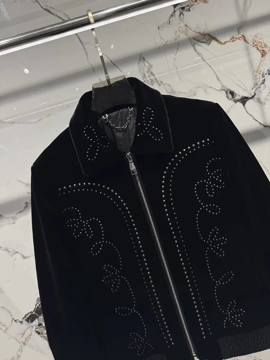 Mauroicardi Autumn Winter Short Black Soft Faux Mink Fur Coat Men Rivet Zipper Luxury Designer European Fashion Fluffy Jacket