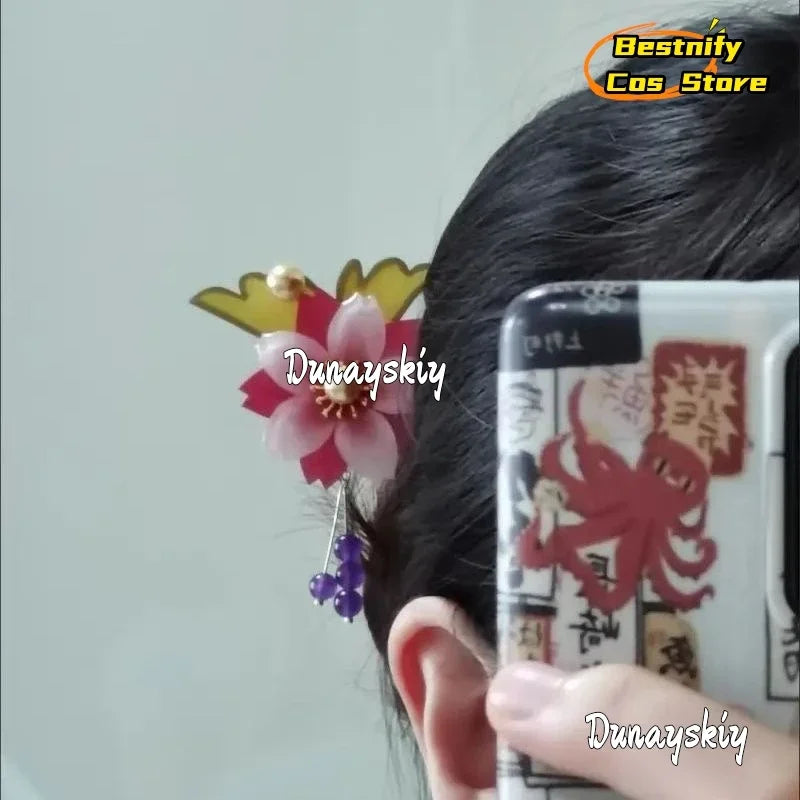 CosplayAnime Nanami Cosplay Costume Wooden Hair Stick Chinese Style Winding Flower Hairpin With Tassel Kamisama Love Role-playin