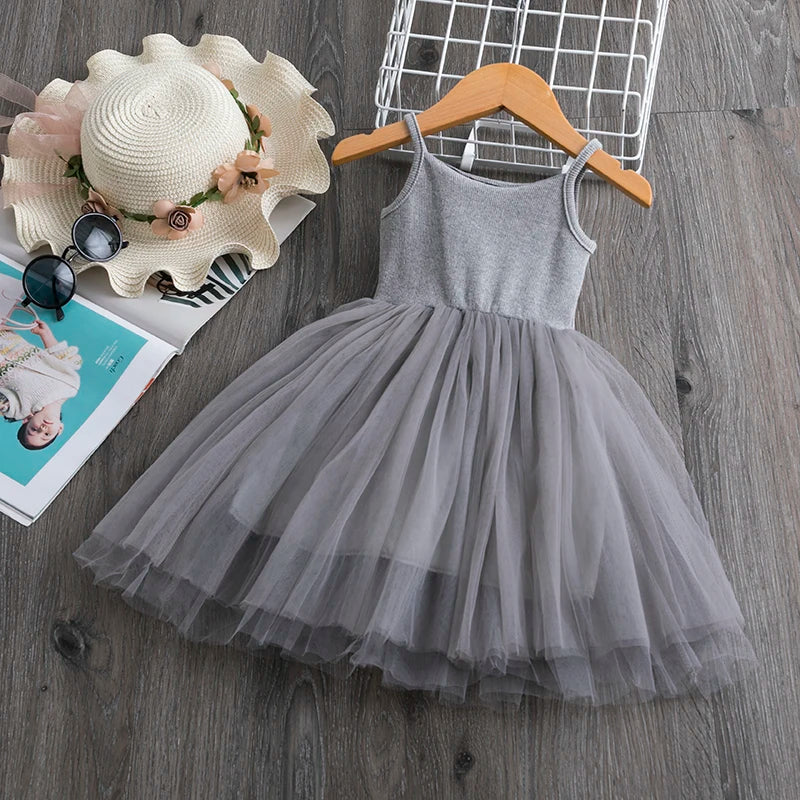 White Lace Cute Girl Princess Dress Fluffy Cake Dress For Girls Kids Wedding Party Birthday Tutu Gown Summer Sleeveless Vestidos