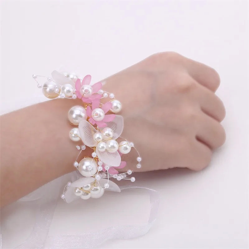 Spring Bohemian Girls Bridal Pearl Hair Headdress Flower Wreath Bride Garland Head Hoop Headbands Hair Jewelry Children Gifts