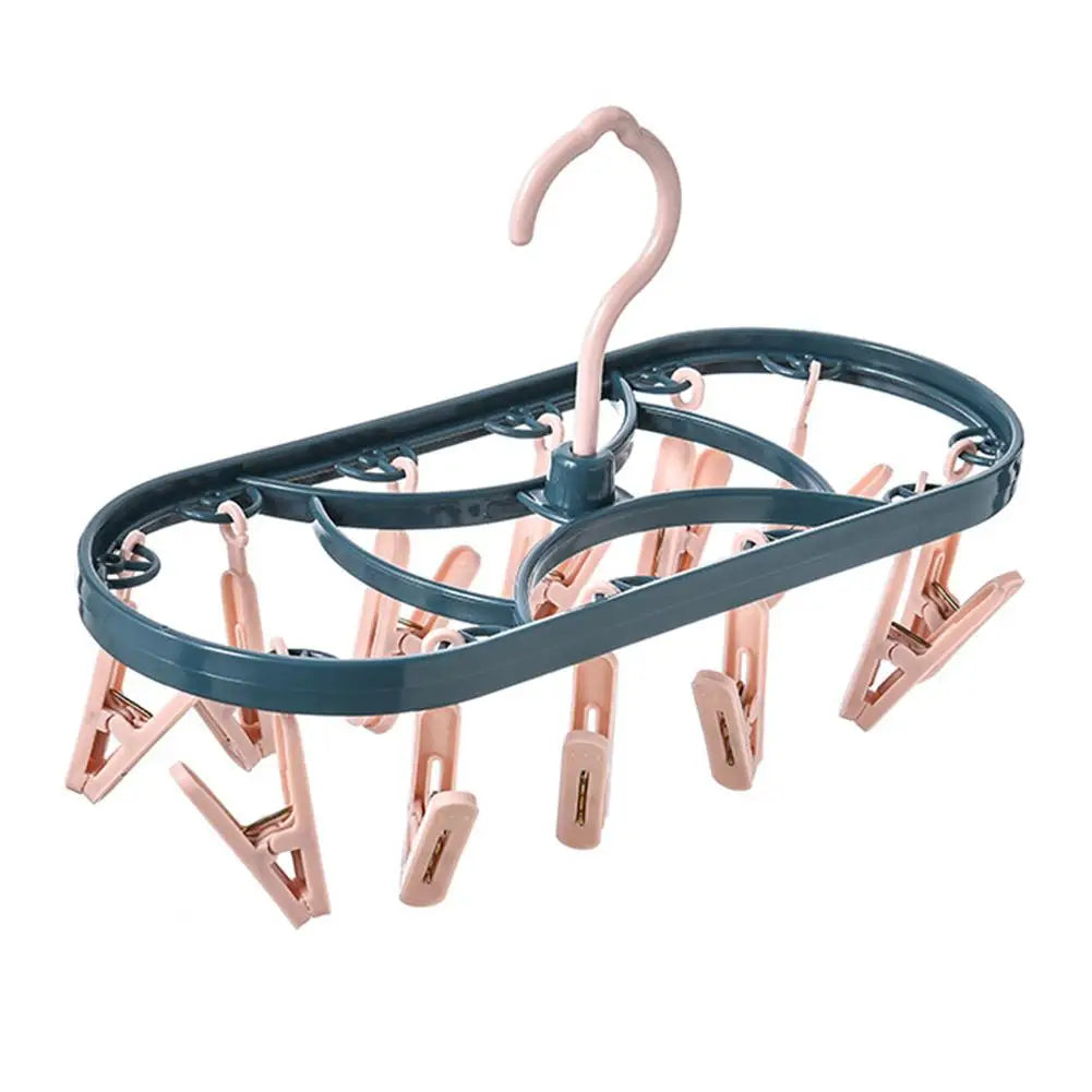 Household Plastic Clothes Drying Rack 12-clip Plastic Socks Hanger, Underwear Clothes Drying Rack, Clothes Rack For Baby