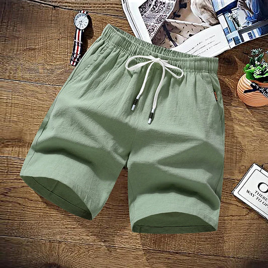 Summer Shorts Men Solid Casual Shorts Men 100% Cotton Cargo Shorts Brand Beach Shorts Cotton Linen Boardshort Asia Size M-9XL