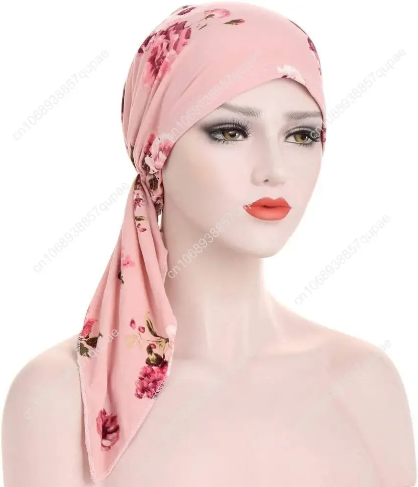 Pre-Tied Bandana Turban Hat Chemo Cancer Headscarf Headwraps Headwear for Women Hair Cover Hat