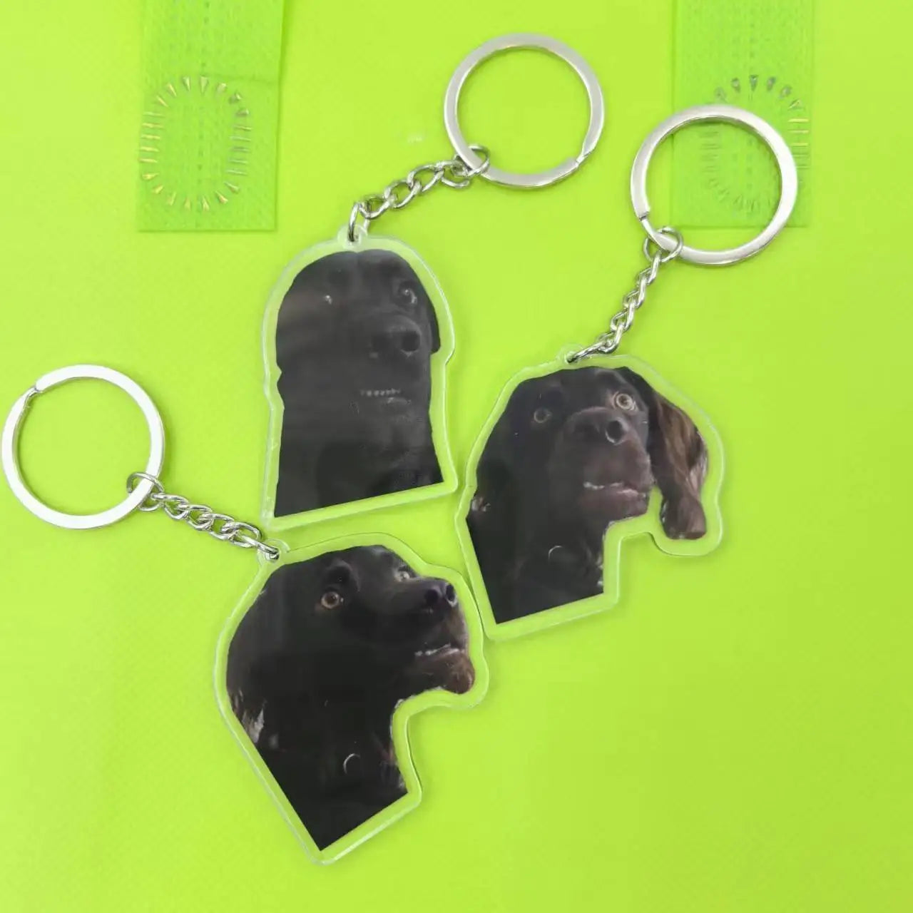 Cute Keychain Dog Meme Keychains Scared Black Dog Meme Confused Dog Gift For Friends Bag Pendant Greyhound Dog Meme