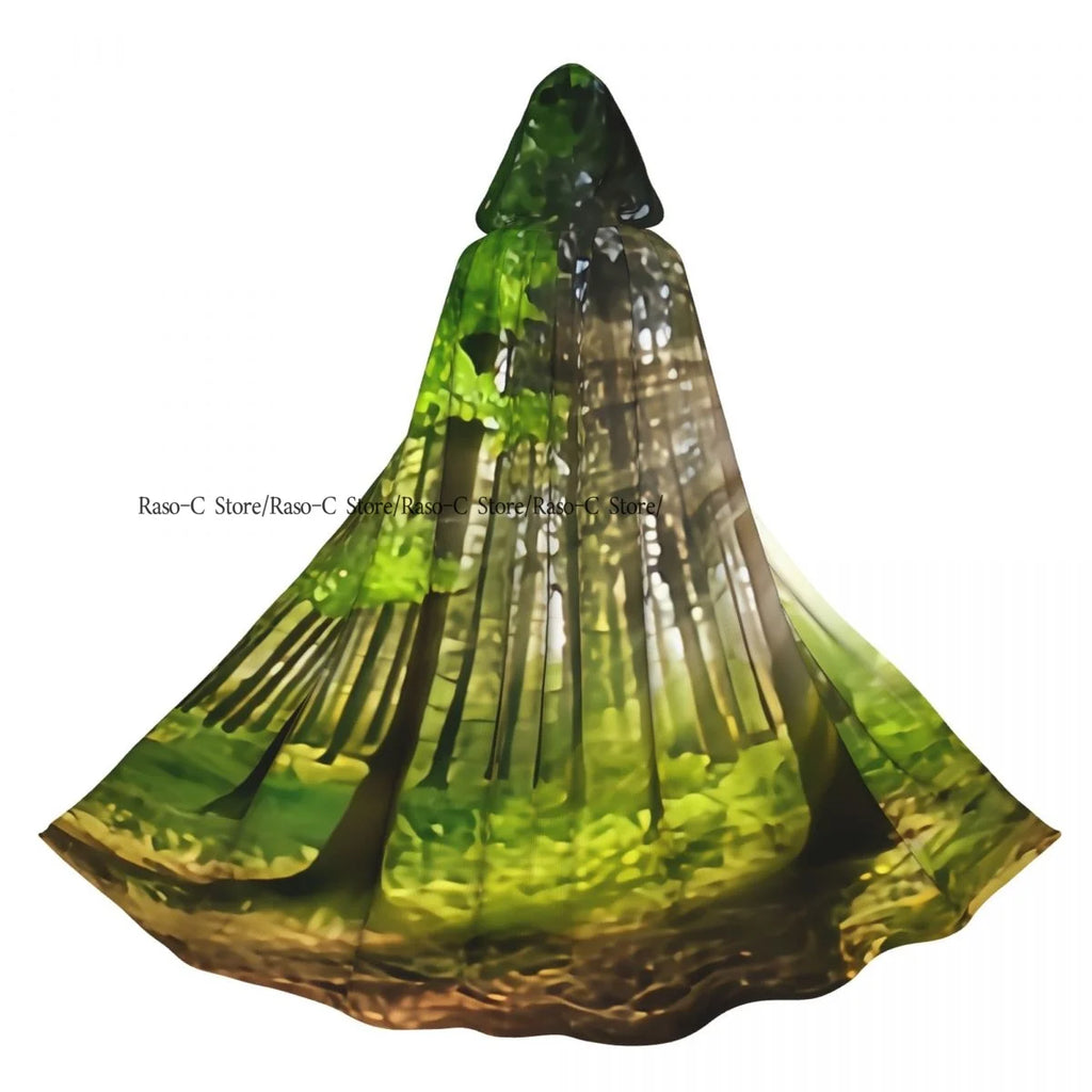 Unisex Adult Morning In The Forest Freshness Natural Environment Print Cloak with Hood Long Witch Costume Cosplay