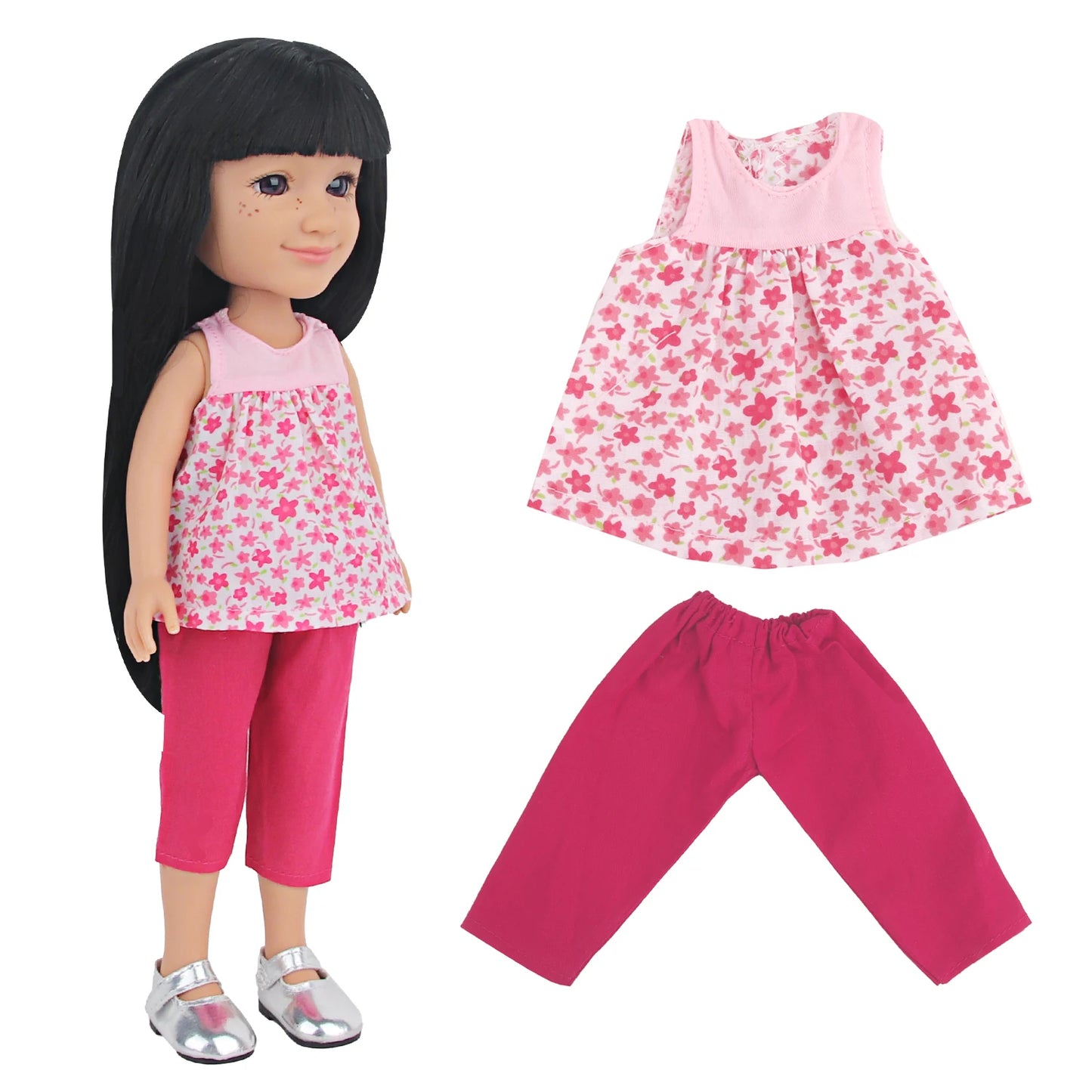 35CM Baby Doll Clothes Set Flower Sleeveless T-shirt+Cropped Pants Star Suit For 14 Inches American&Russia DIY Girl Dolls