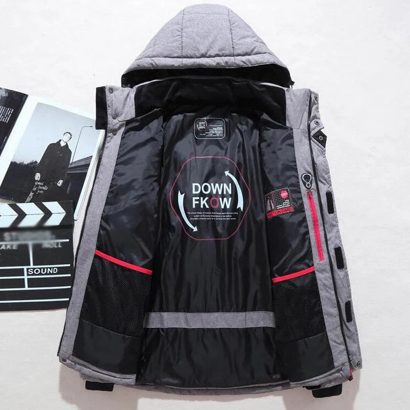 Down Jacket Male Winter Men White Duck Down Jacket Hooded Outdoor Thick Warm Padded Snow Coat Oversize M-4XL