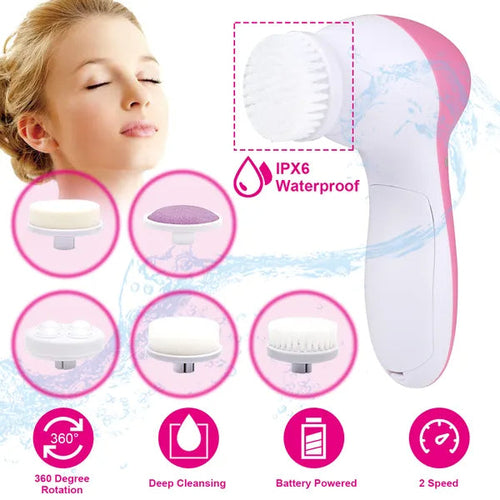 Waterproof Facial Cleansing Brush Face Spin Cleaning Brush Scrubber