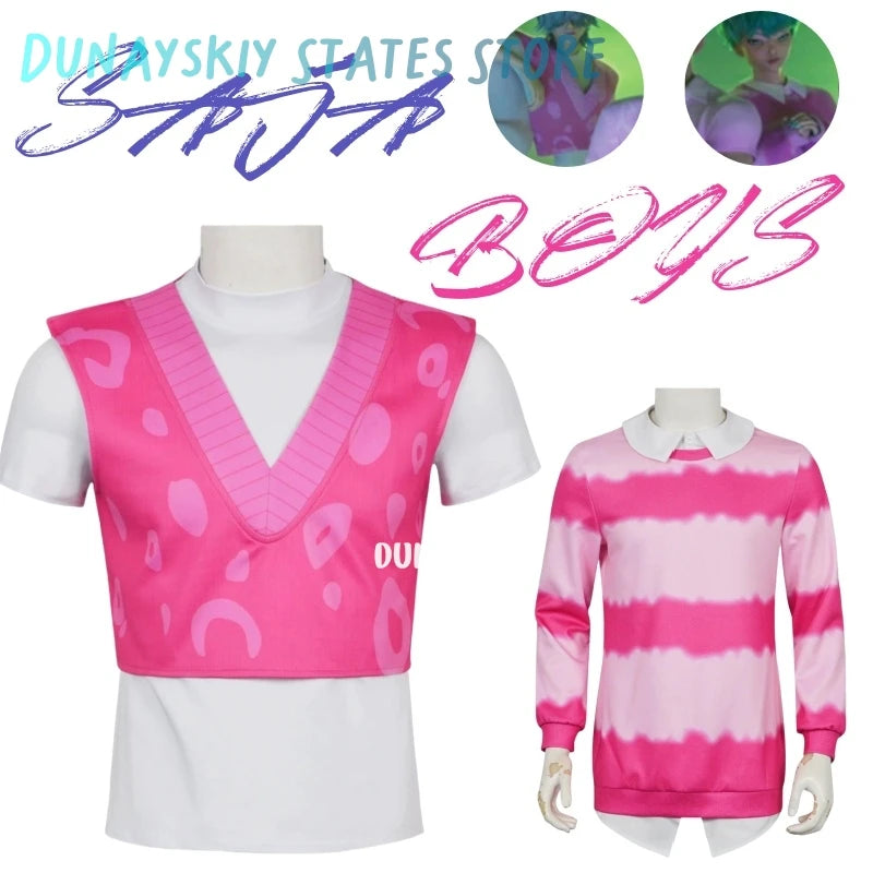 Sajaboys Cosplay Jinu Boy Group Anime Huntrix Movie Kpop Demon Handsome Vest Vampire Goth Punk Long Coat Korea Idol Halloween