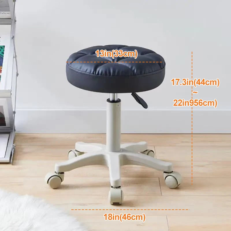 Beauty Salon Washing Chair Black  Chairs Hair Stylist Swivel Faux Leather Rolling Stool with Wheels Soft