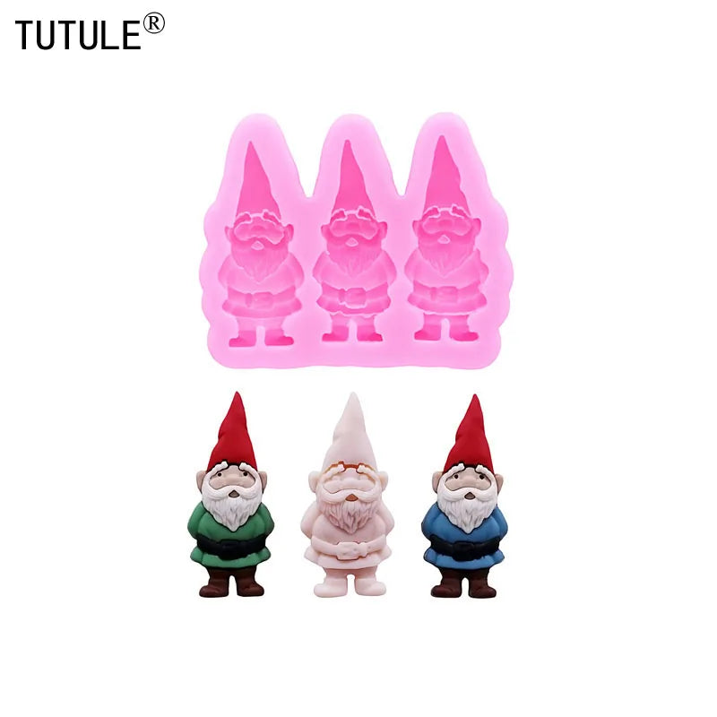 Christmas DIY Gnome Dwarf Keychain Clay Epoxy Resin silicon Moulde Gnome Santa Claus Dwarf mold Chocolate cake decoration molds