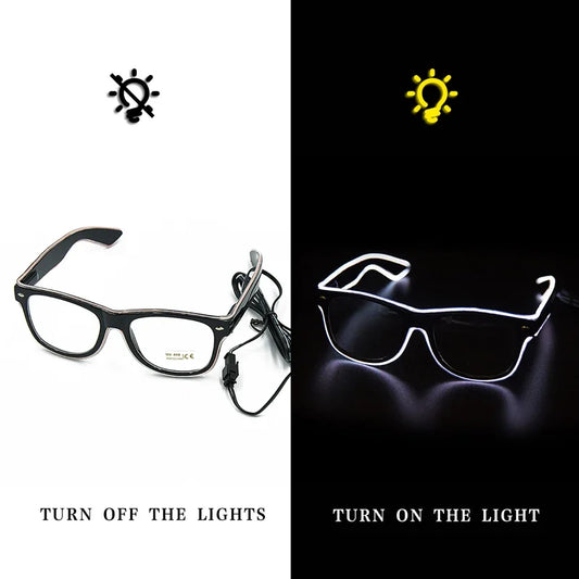1PC Flashing EL Wire Led Glasses Luminous Party Decorative Lighting Classic Novelty Gift Bright LED Light Up Party SunGlasses