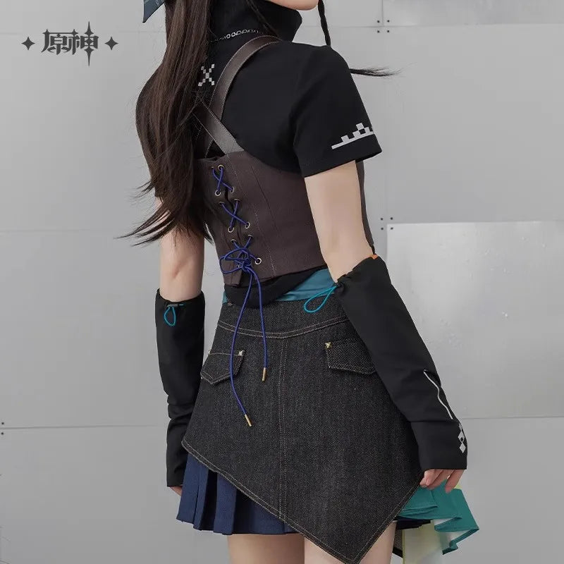 miHoYo Game Official Kinich Waistcoat Genshin Impact Kinich Theme Splicing Short Vest Clothing Coat Top Cosplay Halloween Gifts