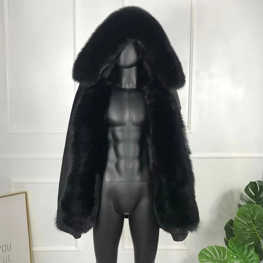 Man's Parka With Natural Fox Fur Collar Real Fox Fur Parka With Hood Fox Fur Lining Best Selling Men's Jacket