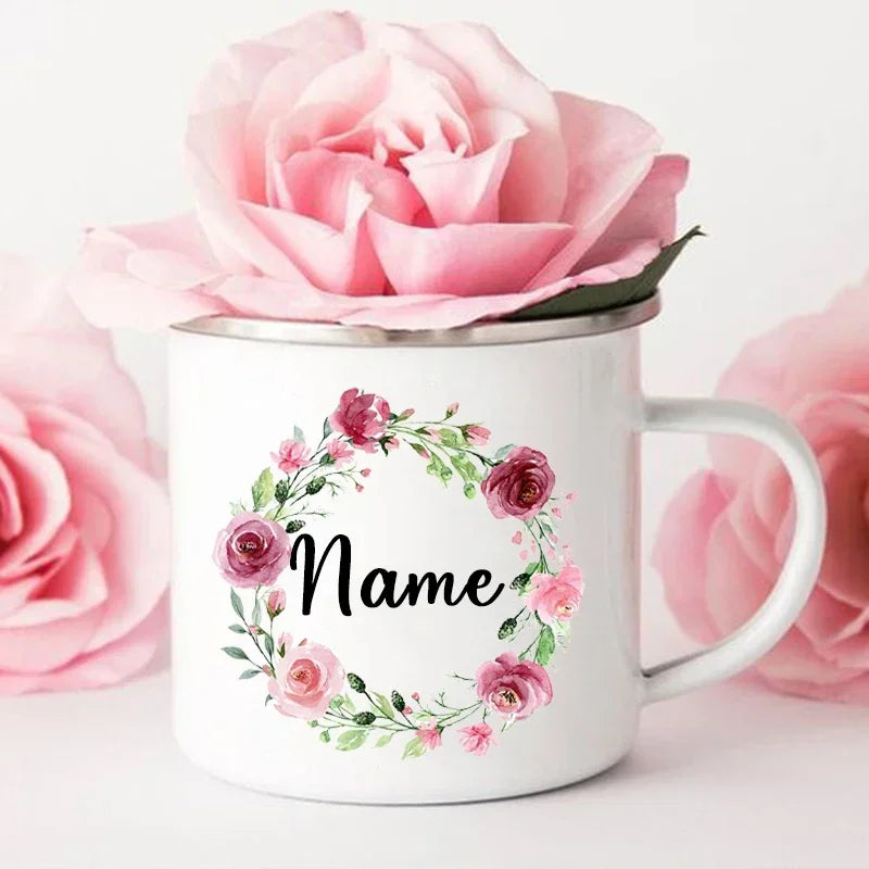 Personal Custom Name Enamel Mug, Bachelorette Party, Coffee Wine Mug, Bridesmaid Cup, Wedding Bridal Shower, Bride Team Gifts