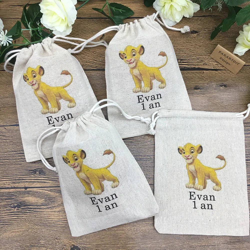 20pcs personalize any cartoon lion Birthday Gift favor bags, Baby Shower thank you gift bags, Christening baptism gift bags
