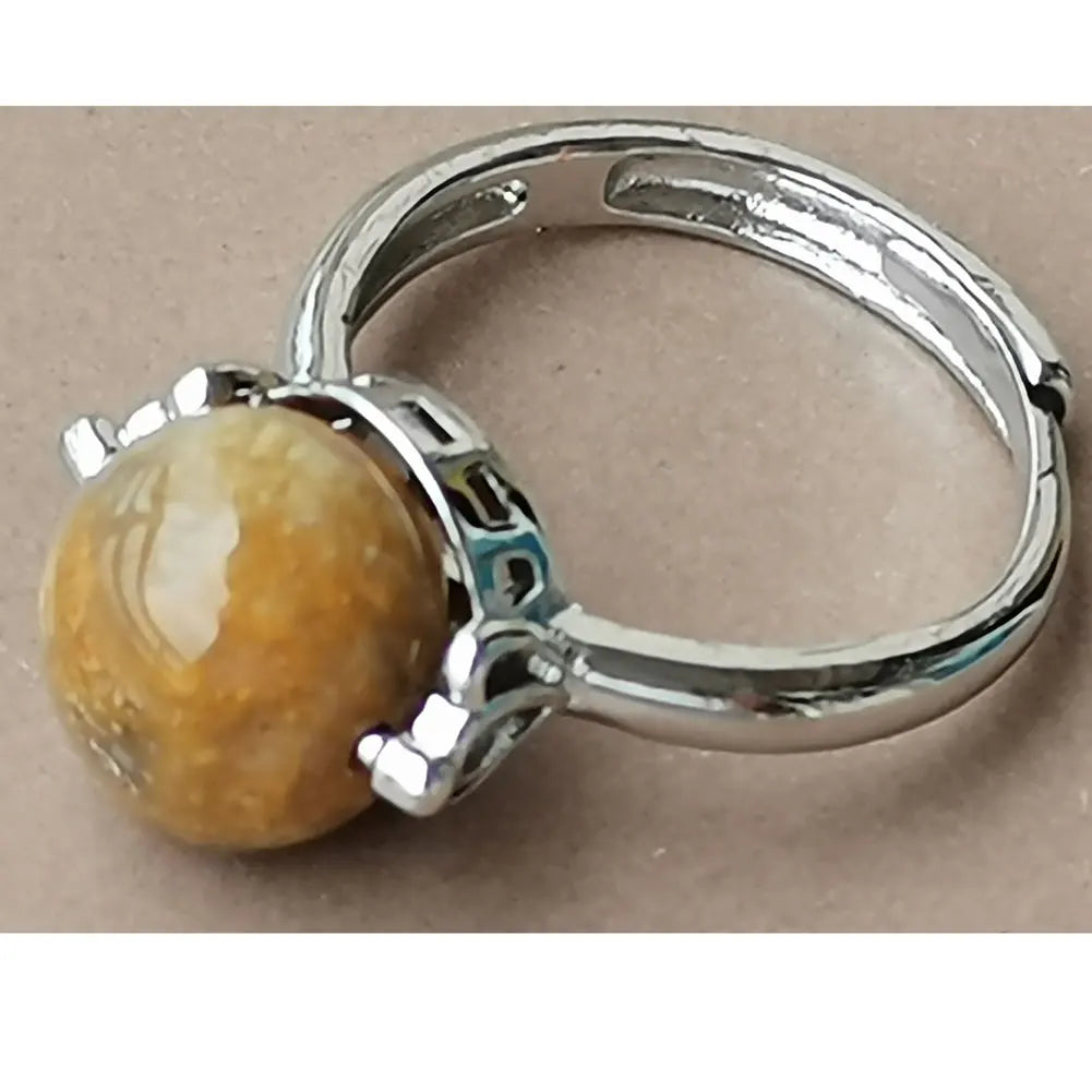 Tiger Eye Lapis Lazuli Opal Crystal Howlite Aventurine Blue Sand Carnelian Round Bead Ring  7~12" Adjust Size WB975