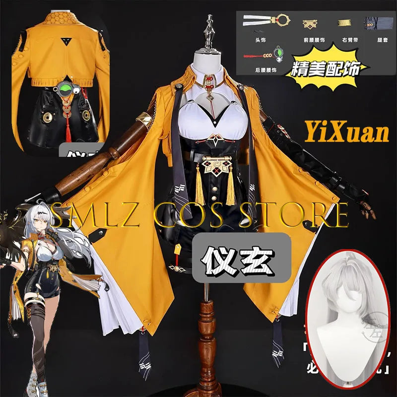Yixuan Cosplay Game Zenless Zone Zero Cosplay Costume Yixuan Wig Sexy Uniform Yellow Coat Wig Props for Party Play Woman