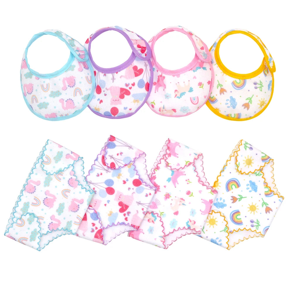 14-18 Inch Newborn Baby Doll Underwear Set Baby Doll Diapers and Bibs Underpants Doll Clothes Accessories