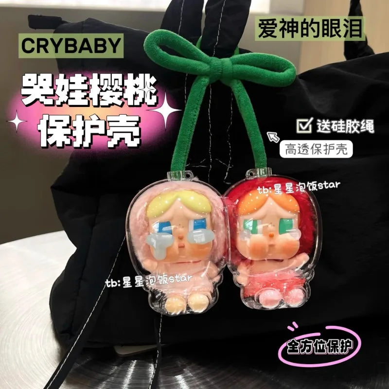 For POP MART CRYBABY Crying Baby Cherry Protective Shell Vinyl Eros Tears Acrylic Dust Protective Shell Only Clothes