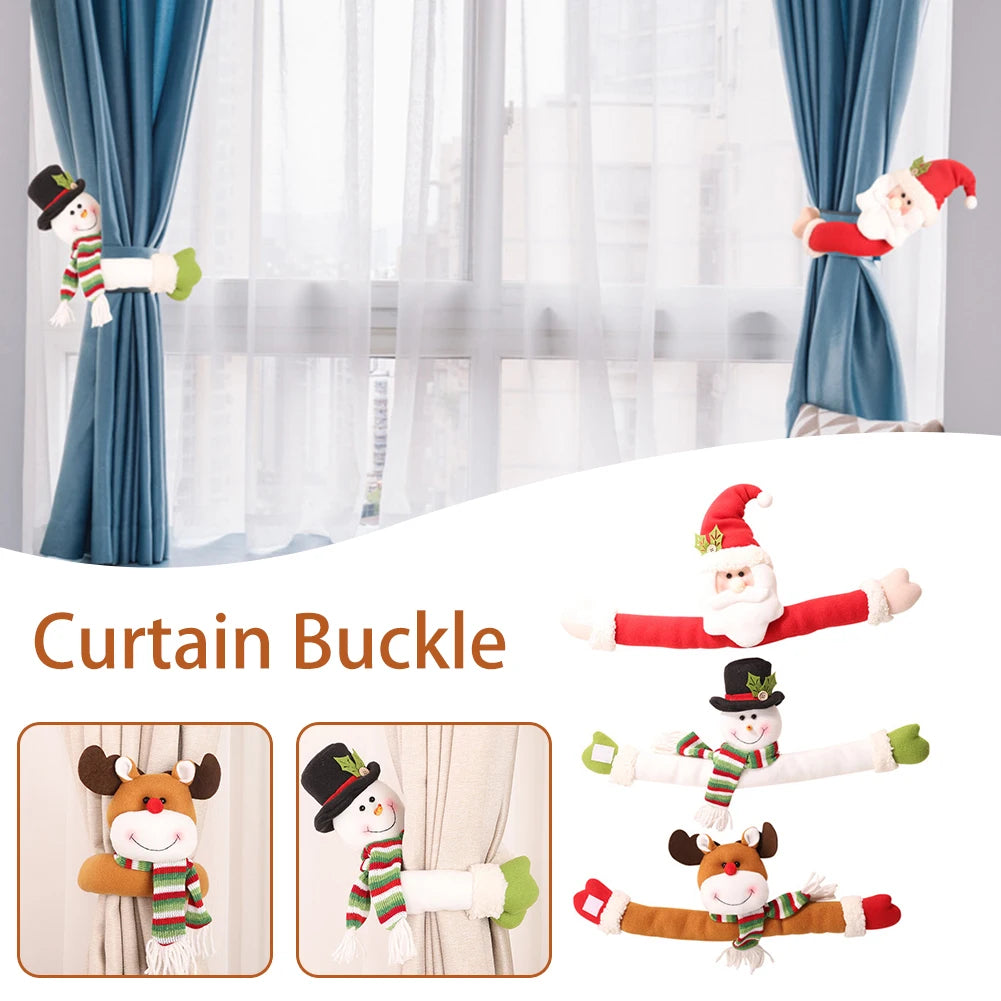 Christmas Curtain Buckle Cartoon Snowman Curtain Tieback Curtain Clip Holders Dismountable Window Curtain Rings Home Decor