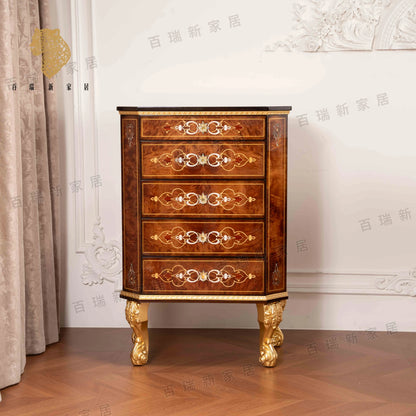 French retro solid wood large chest cabinet European classical home decoration locker villa living room storage cabinet