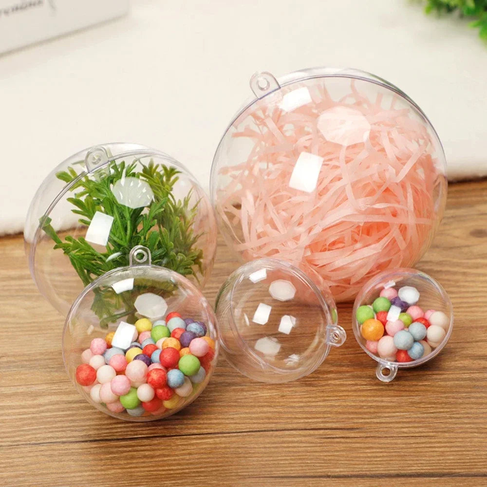 7-16CM Large Transparent Plastic Acrylic Ball Fillable Ornament Ball for Manual Wedding Christmas Party Home Decoration