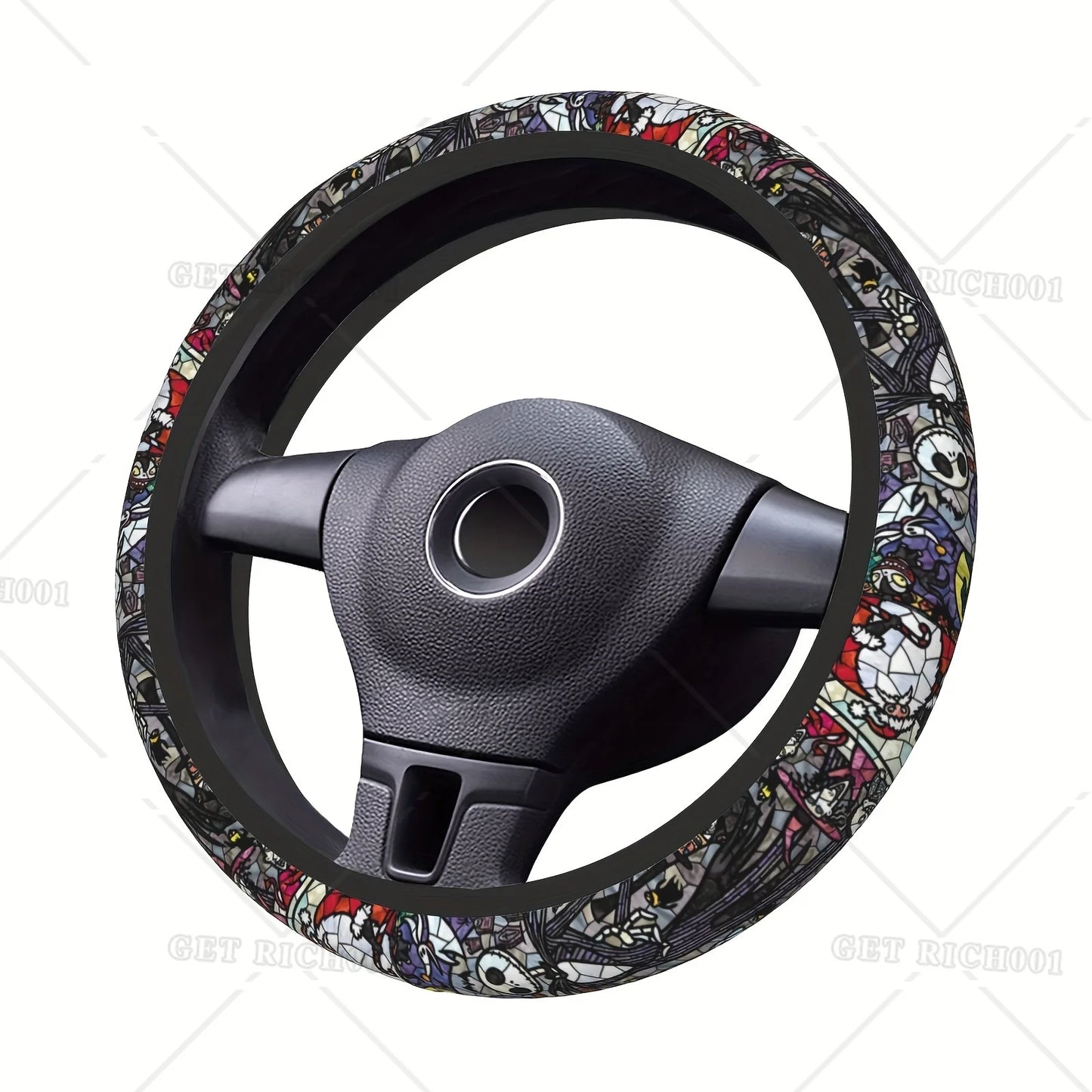 Cartoon Christmas Steering Wheel Cover Universal 15 Inch for Men Christmas Car Accessories Xmas Steering Wheel Cover One Size