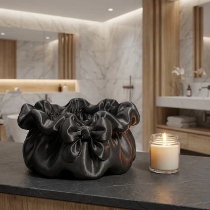 3D-Printed Petal Bow Storage Box Multi-Function Satin Ruffled Desktop Storage Box Elegant Ornaments Jewelry Storage Case