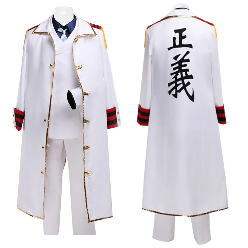Monkey D Garp Cosplay Costume Garp 1 Piece Garp The Fist Outfit Male Marine General Uniform with Justice Coat Con Apparel
