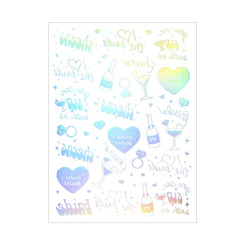 Bachelorette Party Tattoo Sticker Waterproof Golden Temporary Tattoos Bride To Be Sticker Bridal Shower Body Decoration Supplies